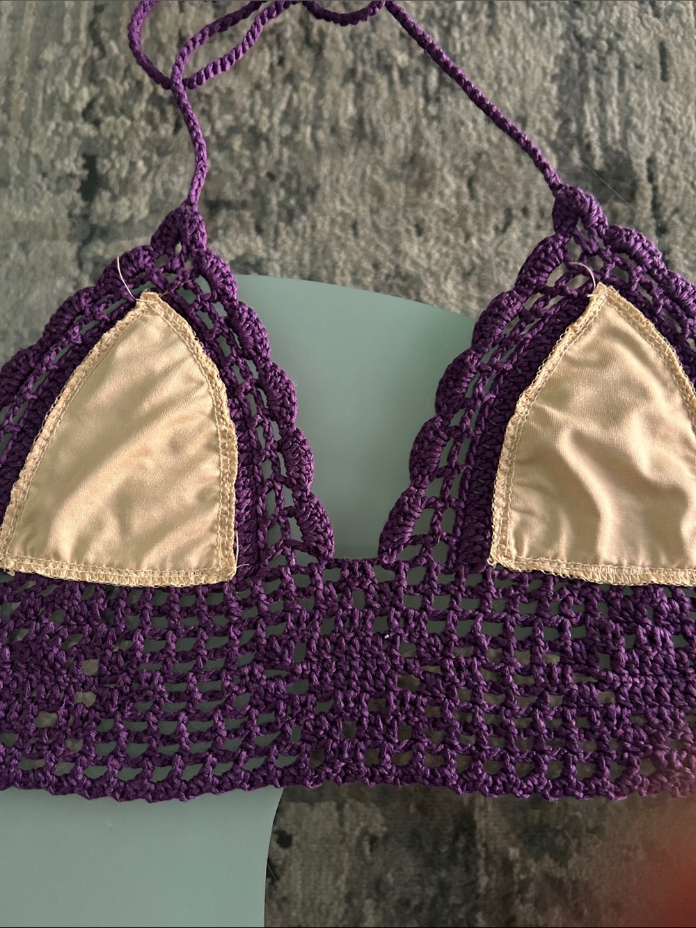 Handcrafted Purple Crochet Halter Bralette Top - Women Tops - Picture 5 of 9